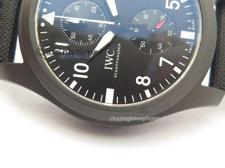 MIROTIME 0218 EasyCare Pilot Chrono IW388001 Real Ceramic ZF 1:1 Best Edition On Black Nylon Strap A 7279
